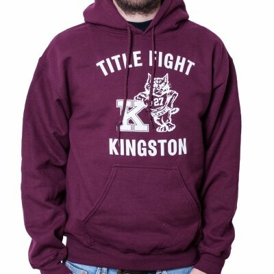 TITLE FIGHT, varsity (boy) maroon hoodie cover