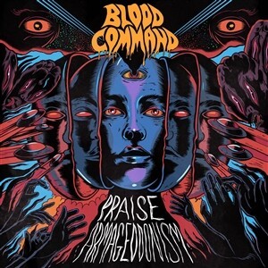 BLOOD COMMAND, praise armageddonism (orange/purple vinyl) cover