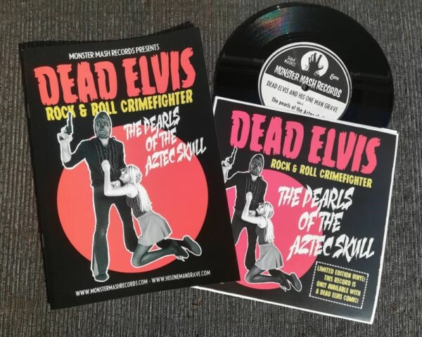 DEAD ELVIS & HIS ONE MAN GRAVE, pearls of the aztec skull (&comic) cover