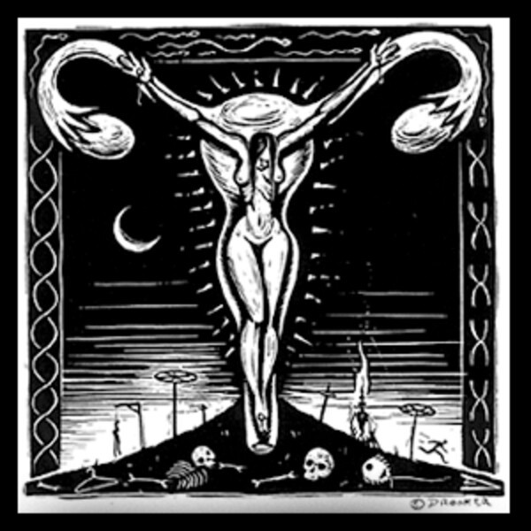 ERIC DROOKER – crucified woman (boy), black (Textil)