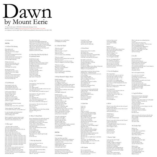 MOUNT EERIE, dawn cover