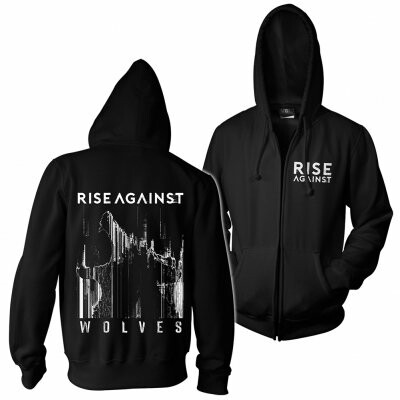 Cover RISE AGAINST, wolves pocket (boy) black zip-hoodie