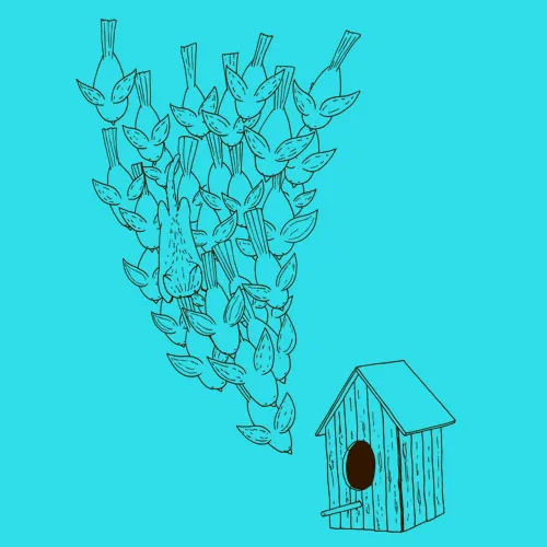 ZUM HEIMATHAFEN – birdhouse (girl), turquoise (Textil)