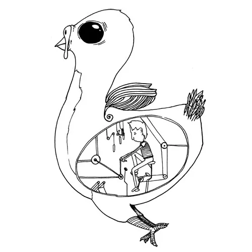 ZUM HEIMATHAFEN – inside the bird (girl), white (Textil)